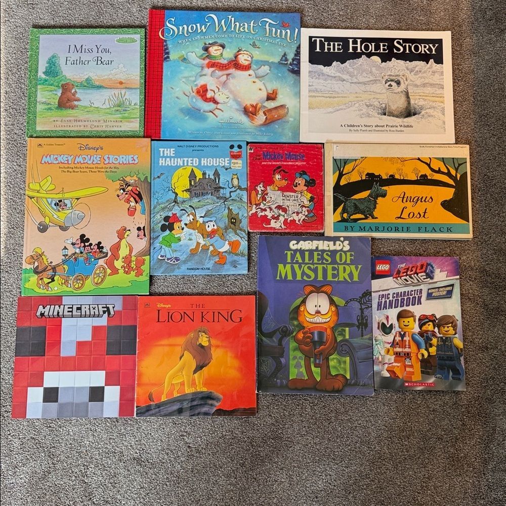 Children's books 11- Garfield, Mickey Mouse, Lion King, Lego, Minecraft